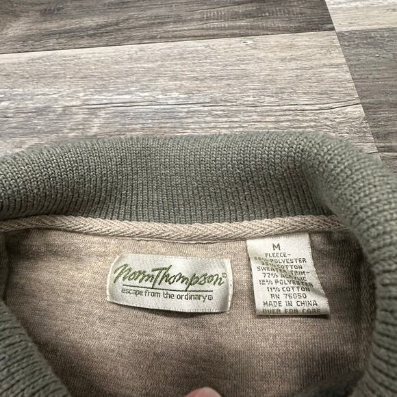 Vintage 90s Norm Thompson Green Cream Mens‎ M Coogi Style Collared Sweatshirt - Picture 4 of 8